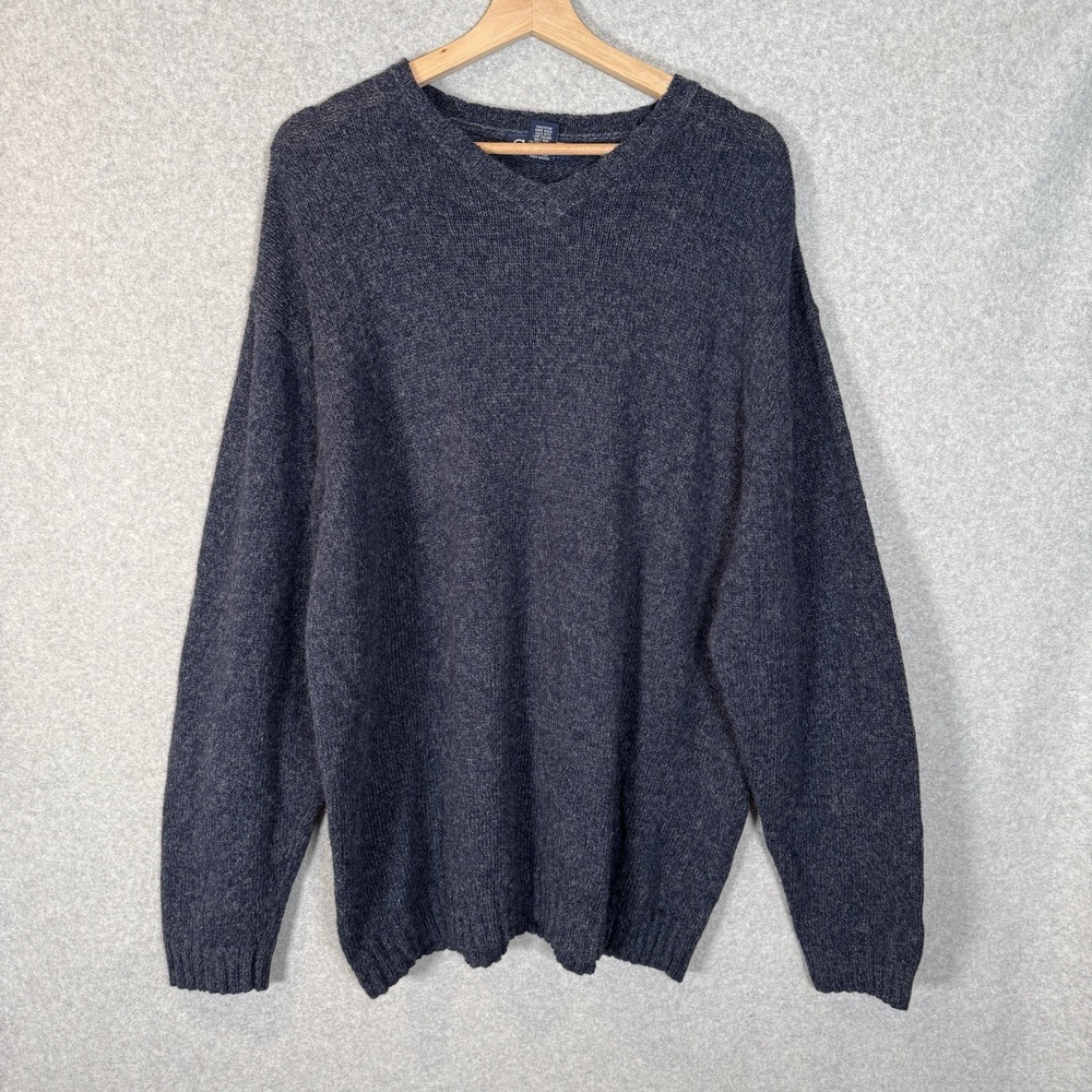 Vintage Cherokee Wool Sweater Mens XXL Navy Blue V Neck